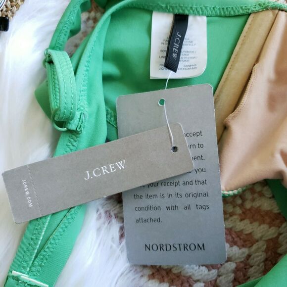 J CREW ruffle swim beach pool bikini top in bright spearmint green Size XXL NEW - Picture 5 of 6